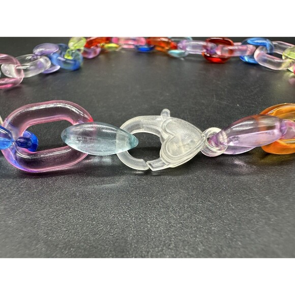Acrylic Cable Link Necklace Rainbow Clear 18” - Picture 6 of 7
